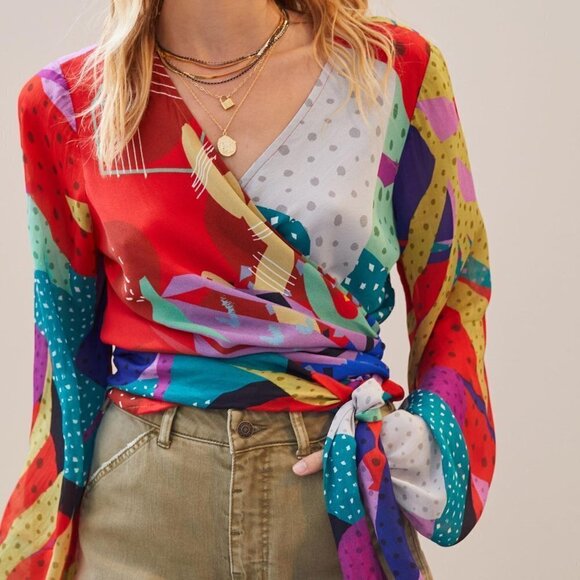 Conditions Apply Sleek Wrap Blouse size M NWT - Picture 2 of 9